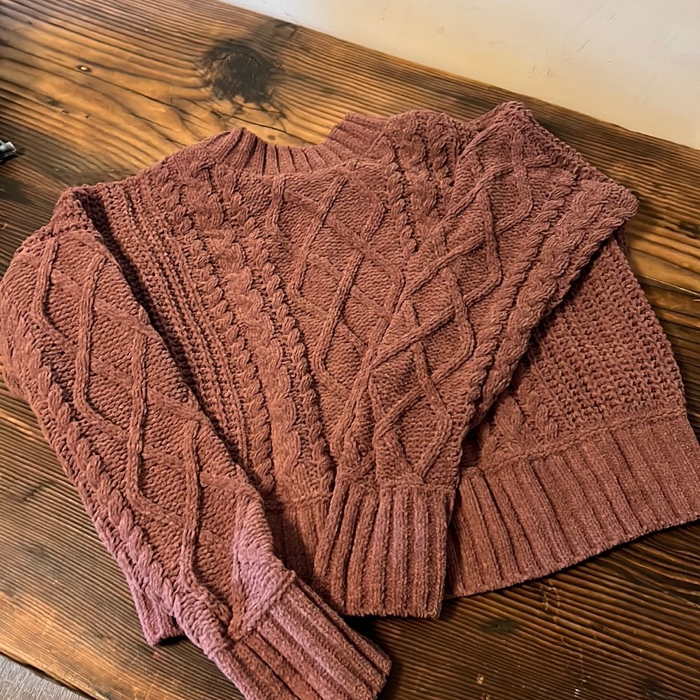Hippie Rose cropped, velour sweater.